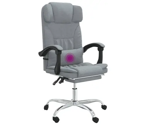 Masāžas Biroja Krēsls, Atgāžams, Gaiši Pelēks Audums Vidaxl