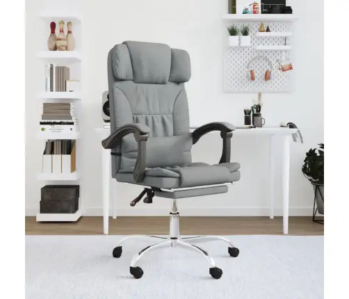 Masāžas Biroja Krēsls, Atgāžams, Gaiši Pelēks Audums Vidaxl