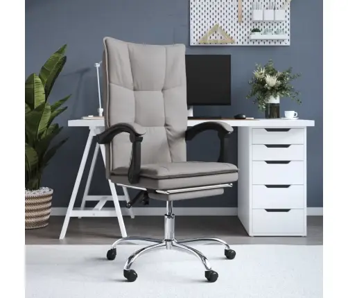 Biroja Krēsls, Atgāžams, Pelēkbrūns Audums Vidaxl