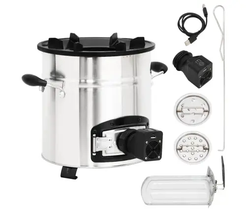 Kempinga Malkas Plīts Ar Ventilatoru, Sudraba, 35,5X26X28 Cm Vidaxl