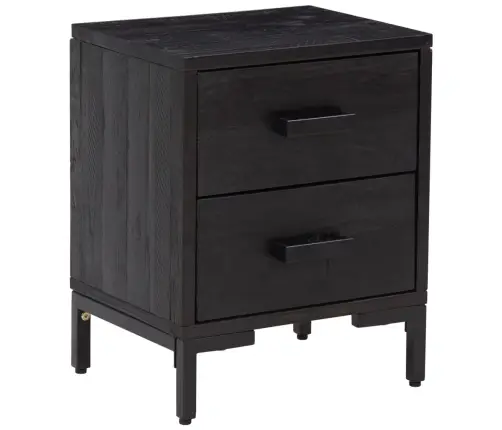 Naktinė Spintelė, Juoda, 36X30X45cm Pušies Medienos Masyvas