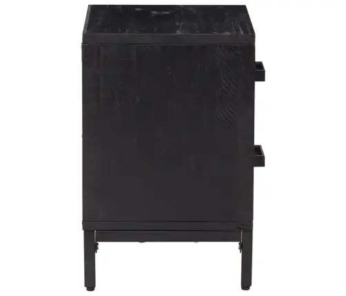 Naktinė Spintelė, Juoda, 36X30X45cm Pušies Medienos Masyvas