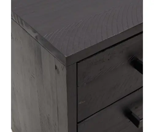 Naktinė Spintelė, Juoda, 36X30X45cm Pušies Medienos Masyvas