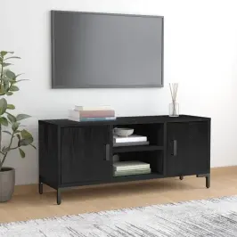 Televizoriaus Spintelė, Juoda, 110X35X48cm Pušies Masyvas