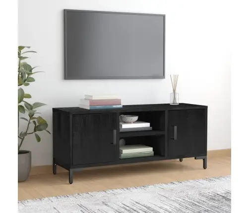 Tv Plaukts, Melns, 110X35X48 Cm, Priedes Masīvkoks Vidaxl