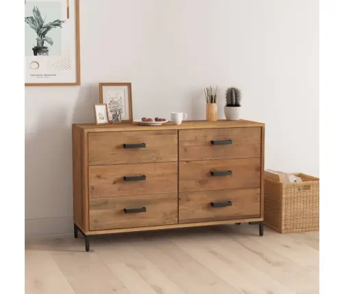 Šoninė Spintelė, Ruda, 110X35X70cm Pušies Medienos Masyvas