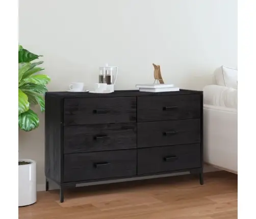 Šoninė Spintelė, Juoda, 110X35X70cm Pušies Medienos Masyvas