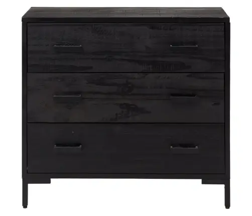 Kumode Ar Atvilktnēm, Melna, 75X35X70 Cm, Priedes Masīvkoks Vidaxl