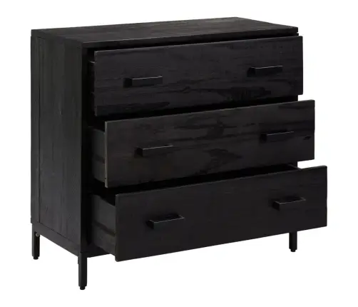 Kumode Ar Atvilktnēm, Melna, 75X35X70 Cm, Priedes Masīvkoks Vidaxl