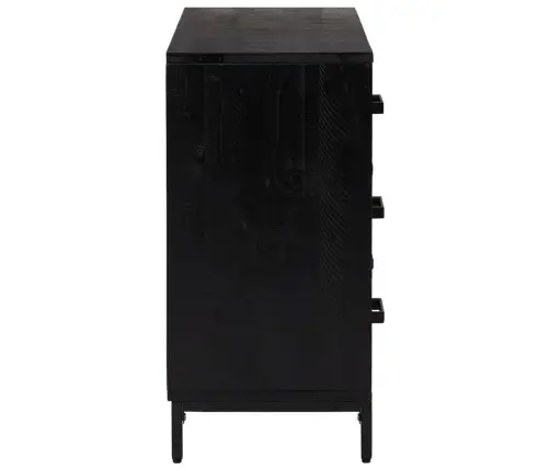 Kumode Ar Atvilktnēm, Melna, 75X35X70 Cm, Priedes Masīvkoks Vidaxl