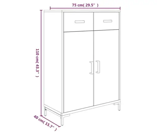 Apavu Plaukts, Melns, 75X40X110 Cm, Priedes Masīvkoks Vidaxl