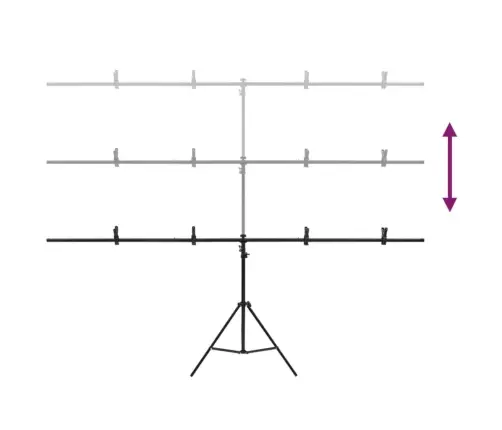 Fonu Statīvs, T-Forma, Melns, 201X60X(70-200) Cm Vidaxl