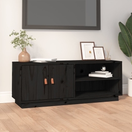 Tv Skapītis, Melns, 105X34X40 Cm, Priedes Masīvkoks Vidaxl