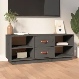 Tv Skapītis, Pelēks, 100X34X40 Cm, Priedes Masīvkoks Vidaxl