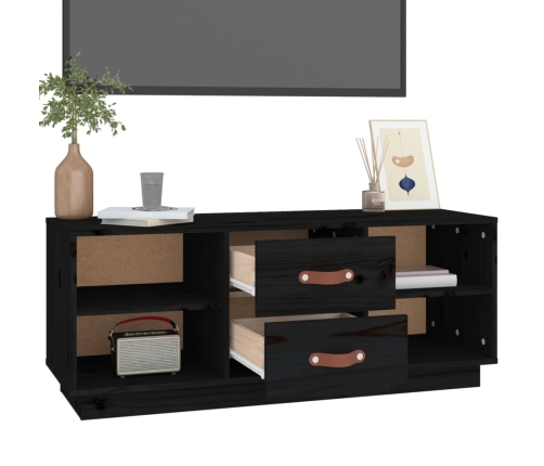 Tv Skapītis, Melns, 100X34X40 Cm, Priedes Masīvkoks Vidaxl