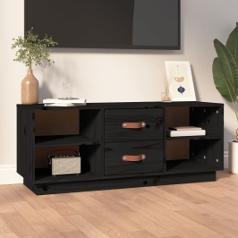 Tv Skapītis, Melns, 100X34X40 Cm, Priedes Masīvkoks Vidaxl