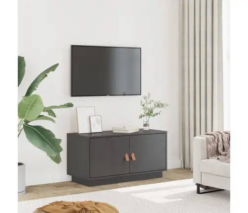 Tv Skapītis, Pelēks, 80X34X40 Cm, Priedes Masīvkoks Vidaxl