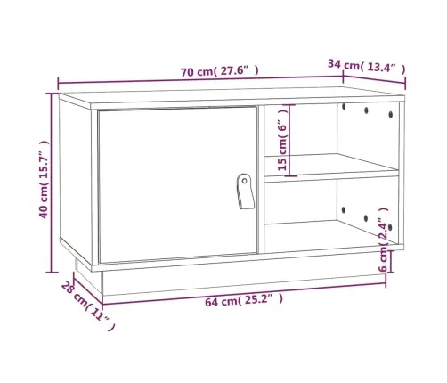 Tv Skapītis, Medus Brūns, 70X34X40 Cm, Priedes Masīvkoks Vidaxl