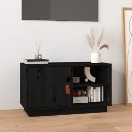 Tv Skapītis, Melns, 70X34X40 Cm, Priedes Masīvkoks Vidaxl