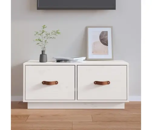 Tv Skapītis, Balts, 80X34X35 Cm, Priedes Masīvkoks Vidaxl