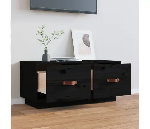 Tv Skapītis, Melns, 80X34X35 Cm, Priedes Masīvkoks Vidaxl
