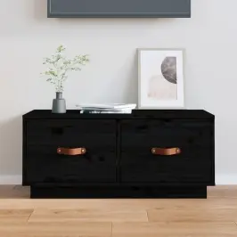 Tv Skapītis, Melns, 80X34X35 Cm, Priedes Masīvkoks Vidaxl