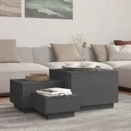 Hoiukastid Kaantega 3 Tk, Hall, Männipuit