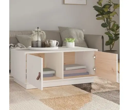 Kafijas Galdiņš, Balts, 80X50X35 Cm, Priedes Masīvkoks Vidaxl