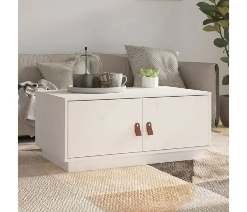 Kafijas Galdiņš, Balts, 80X50X35 Cm, Priedes Masīvkoks Vidaxl