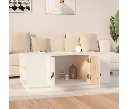 Kafijas Galdiņš, Balts, 100X50X41 Cm, Priedes Masīvkoks Vidaxl