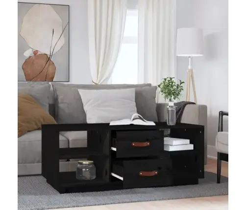 Kafijas Galdiņš, Melns, 100X50X41 Cm, Priedes Masīvkoks Vidaxl