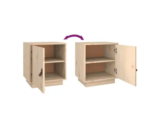 Naktinės Spintelės, 2Vnt., 40X34X45cm Pušies Medienos Masyvas