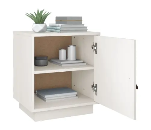 Naktsskapītis, Balts, 40X34X45 Cm, Priedes Masīvkoks Vidaxl