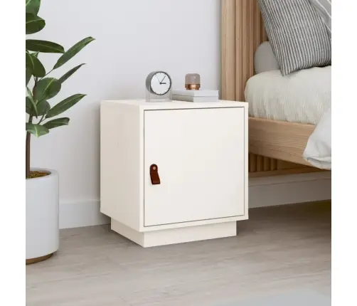Naktsskapītis, Balts, 40X34X45 Cm, Priedes Masīvkoks Vidaxl