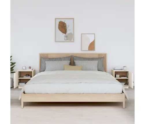 Naktsskapīši, 2 Gab., Balti, 40X34X45 Cm, Priedes Masīvkoks Vidaxl