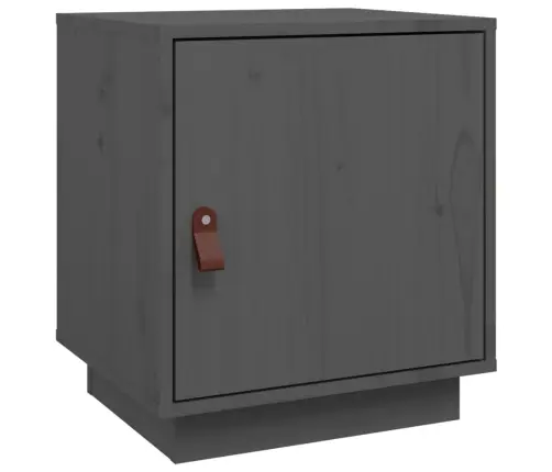 Naktinė Spintelė, Pilka, 40X34X45cm Pušies Medienos Masyvas Naktinė Spintelė, Pilka, 40X34X45cm Pušies Medienos Masyvas