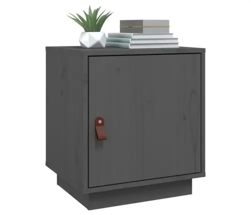 Naktinė Spintelė, Pilka, 40X34X45cm Pušies Medienos Masyvas Naktinė Spintelė, Pilka, 40X34X45cm Pušies Medienos Masyvas