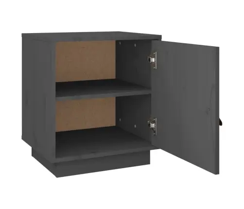 Naktinė Spintelė, Pilka, 40X34X45cm Pušies Medienos Masyvas Naktinė Spintelė, Pilka, 40X34X45cm Pušies Medienos Masyvas