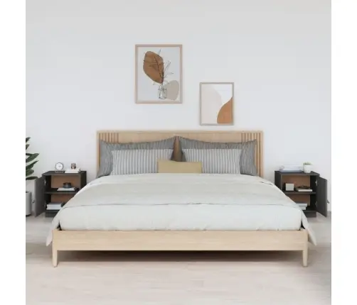 Naktsskapīši, 2 Gab., Pelēki, 40X34X45 Cm, Priedes Masīvkoks Vidaxl