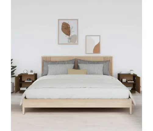 Naktsskapīši, 2 Gab., Brūni, 40X34X45 Cm, Priedes Masīvkoks Vidaxl