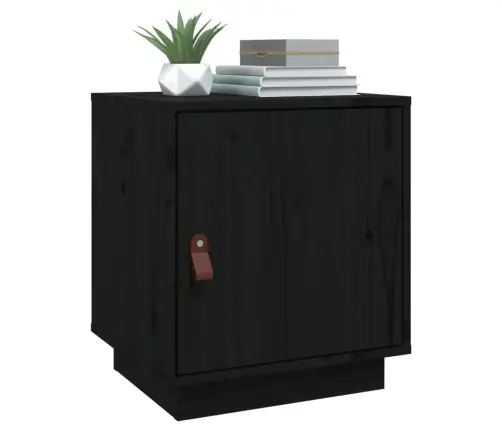 Naktsskapītis, Melns, 40X34X45 Cm, Priedes Masīvkoks Vidaxl