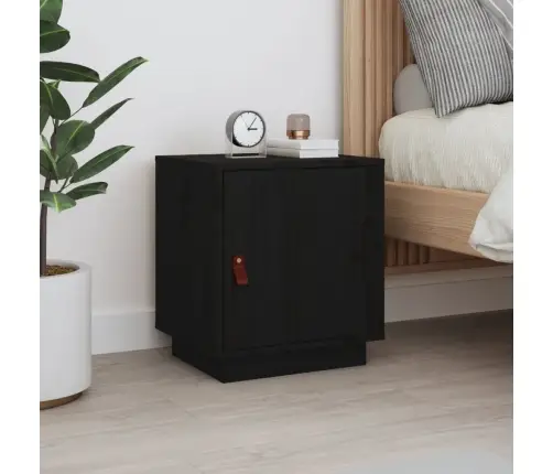 Naktsskapītis, Melns, 40X34X45 Cm, Priedes Masīvkoks Vidaxl