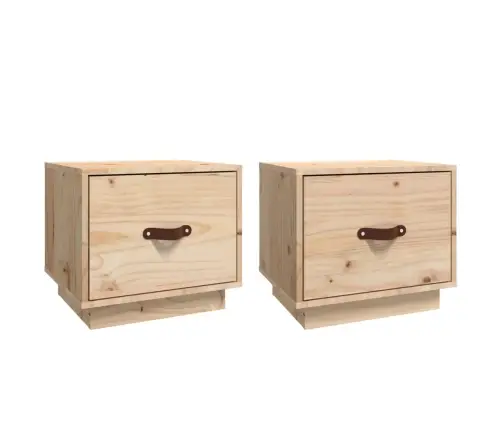 Naktinės Spintelės, 2Vnt., 40X34X35cm Pušies Medienos Masyvas