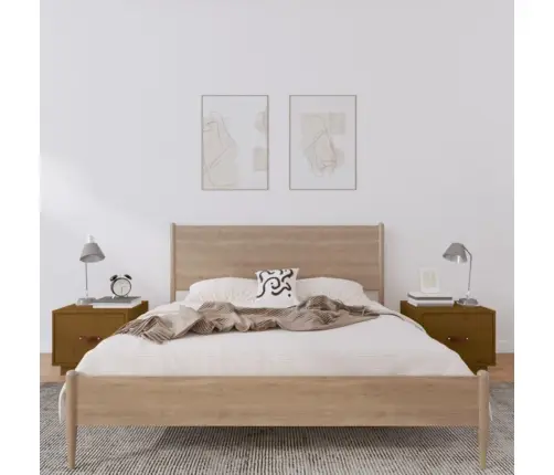 Naktsskapīši, 2 Gab., Brūni, 40X34X35 Cm, Priedes Masīvkoks Vidaxl