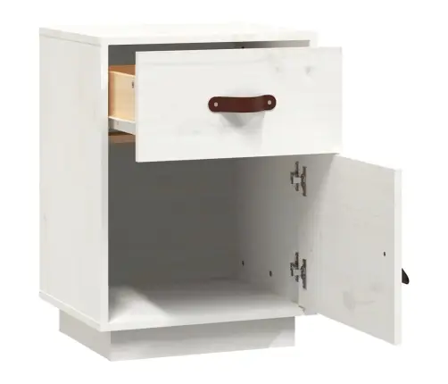 Naktsskapītis, Balts, 40X34X55 Cm, Priedes Masīvkoks Vidaxl