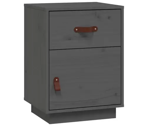 Naktsskapītis, Pelēks, 40X34X55 Cm, Priedes Masīvkoks Vidaxl