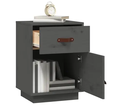 Naktsskapīši, 2 Gab., Pelēki, 40X34X55 Cm, Priedes Masīvkoks Vidaxl