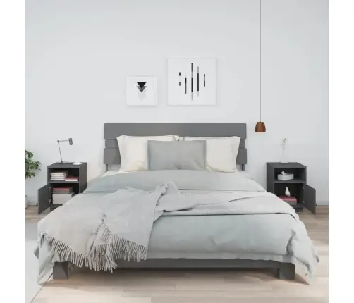 Naktinės Spintelės, 2Vnt., Pilkos, 40X34X55cm Pušies Masyvas