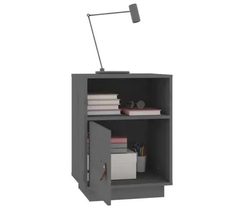 Naktinės Spintelės, 2Vnt., Pilkos, 40X34X55cm Pušies Masyvas