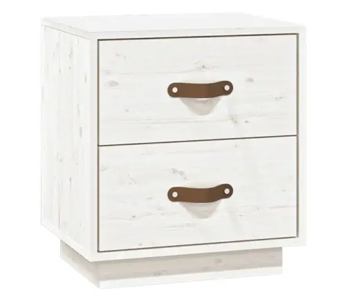 Naktinė Spintelė, Balta, 40X34X45cm Pušies Medienos Masyvas